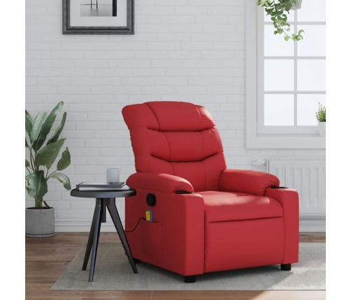 Sillón de masaje reclinable cuero sintético rojo