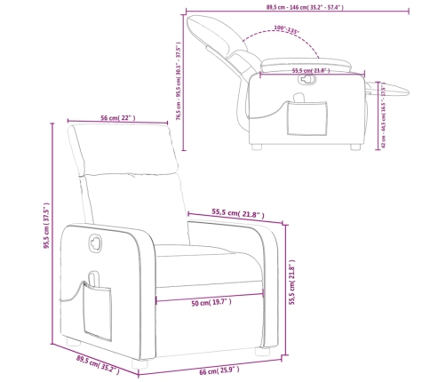 Sillón reclinable de masaje de tela gris claro