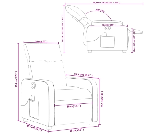 Sillón reclinable de masaje de tela negro