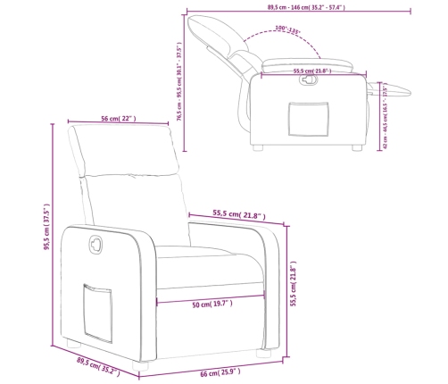 Sillón reclinable de cuero sintético gris