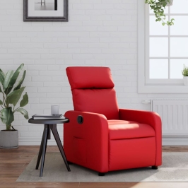 Sillón reclinable de cuero sintético rojo