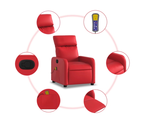 Sillón de masaje reclinable cuero sintético rojo