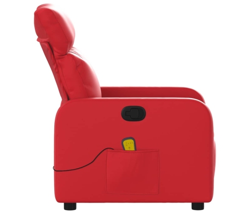 Sillón de masaje reclinable cuero sintético rojo