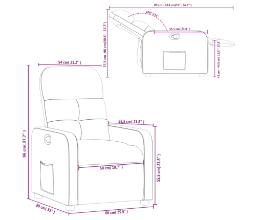 Sillón reclinable de tela negro