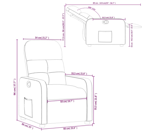 Sillón reclinable de tela gris taupe