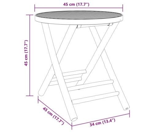 Mesa plegable de jardín de bambú Ø45x45 cm