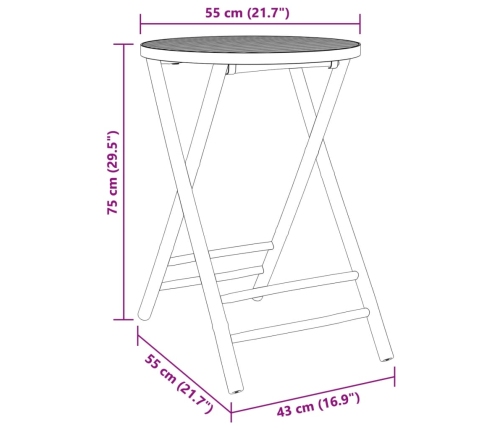 Mesa plegable de jardín de bambú Ø55x75 cm