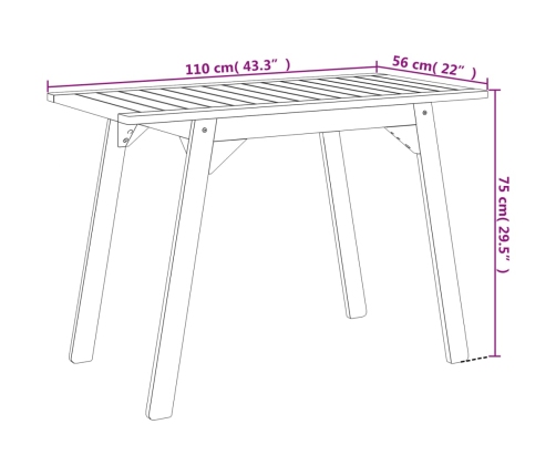 Juego de comedor de jardín 3 piezas madera maciza de acacia