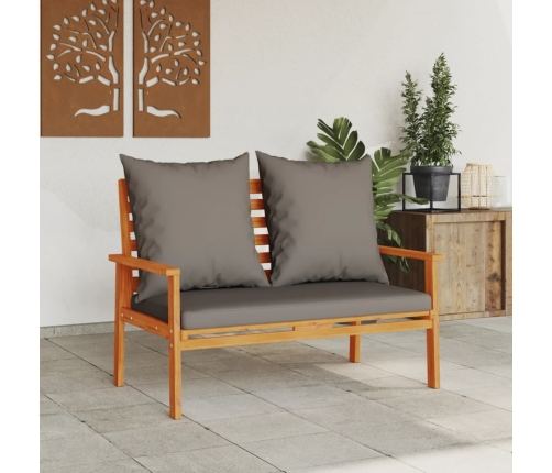 Banco sofá de jardín con cojines madera maciza de acacia 120 cm