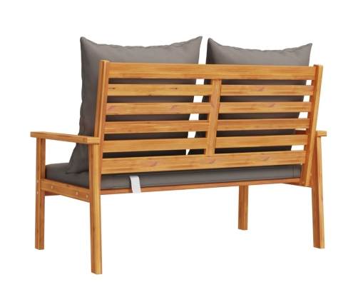 Banco sofá de jardín con cojines madera maciza de acacia 120 cm