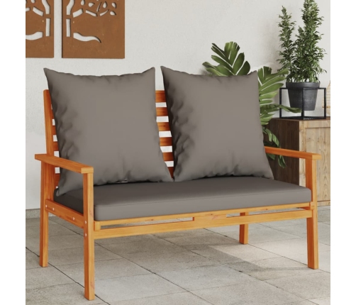 Banco sofá de jardín con cojines madera maciza de acacia 120 cm