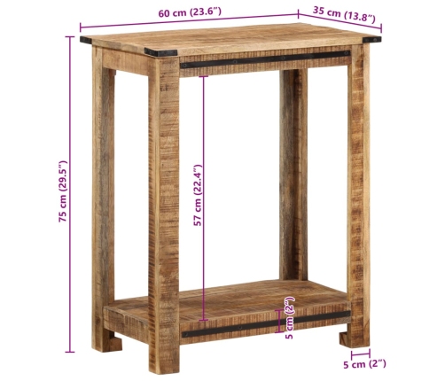 Mesa consola de madera maciza de mango 60x35x75 cm