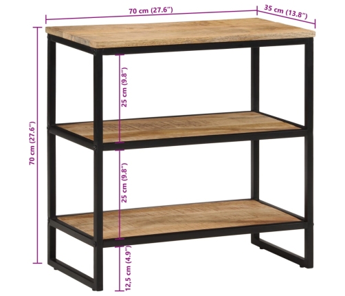 Mesa consola madera maciza de mango rugosa 70x35x70 cm