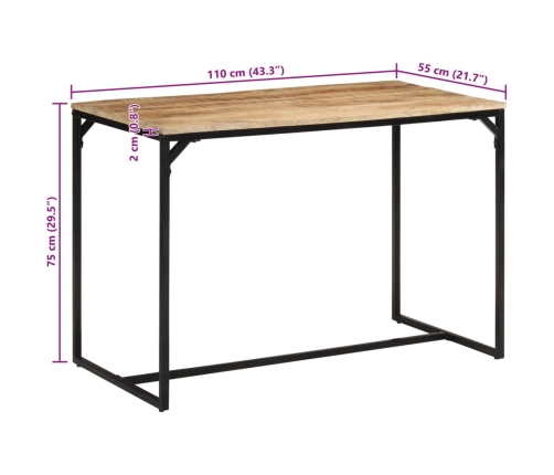 Mesa de comedor madera maciza de mango rugosa 110x55x75 cm