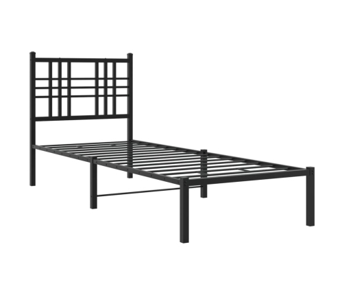 Estructura cama sin colchón con cabecero metal negro 75x190 cm