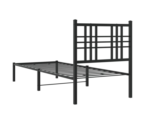 Estructura cama sin colchón con cabecero metal negro 75x190 cm