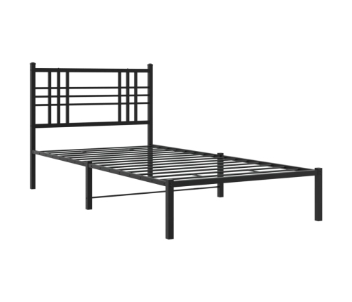 Estructura cama sin colchón con cabecero metal negro 90x190 cm