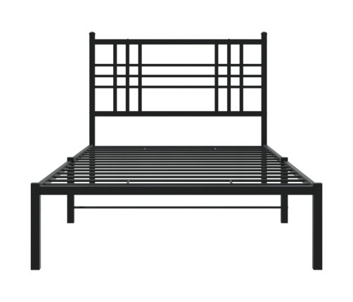 Estructura cama sin colchón con cabecero metal negro 90x190 cm