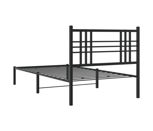 Estructura cama sin colchón con cabecero metal negro 90x190 cm