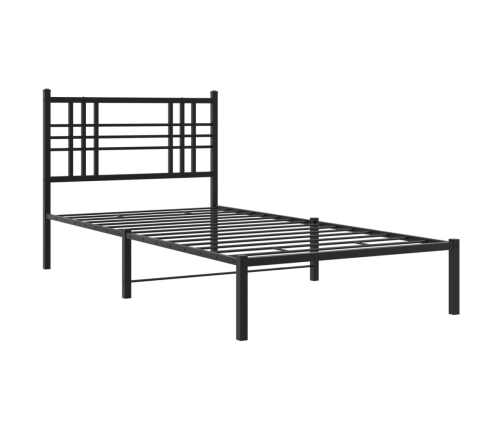 Estructura cama sin colchón con cabecero metal negro 90x200 cm