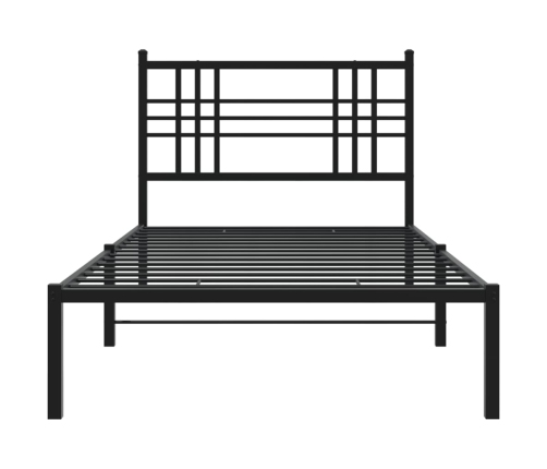 Estructura cama sin colchón con cabecero metal negro 90x200 cm