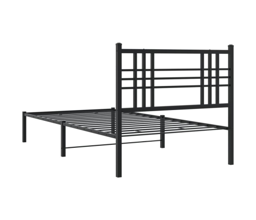 Estructura cama sin colchón con cabecero metal negro 90x200 cm