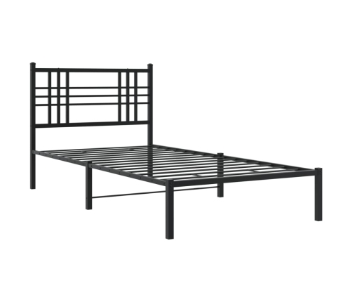 Estructura cama sin colchón con cabecero metal negro 100x190 cm