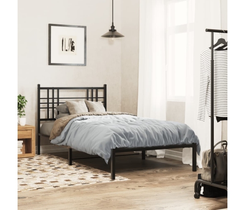 Estructura cama sin colchón con cabecero metal negro 100x190 cm