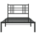 Estructura cama sin colchón con cabecero metal negro 100x190 cm