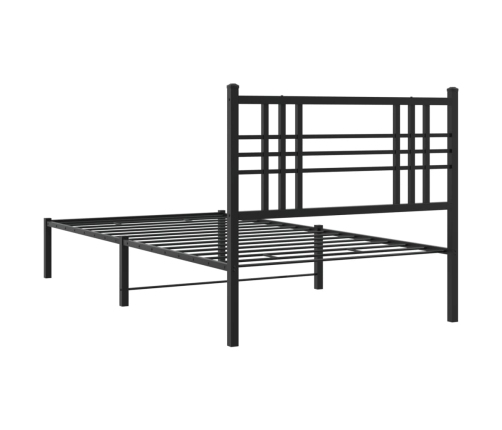 Estructura cama sin colchón con cabecero metal negro 100x190 cm