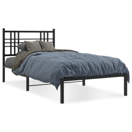 Estructura cama sin colchón con cabecero metal negro 100x190 cm