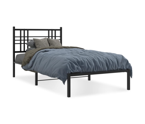 Estructura cama sin colchón con cabecero metal negro 100x190 cm