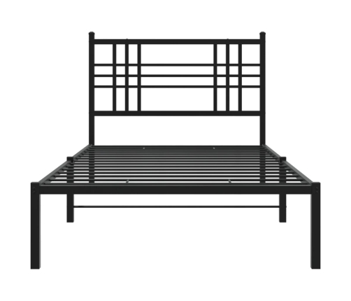 Estructura cama sin colchón con cabecero metal negro 107x203 cm