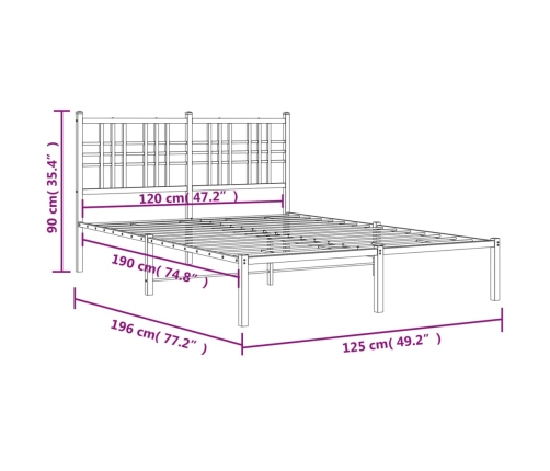 Estructura cama sin colchón con cabecero metal negro 120x190 cm