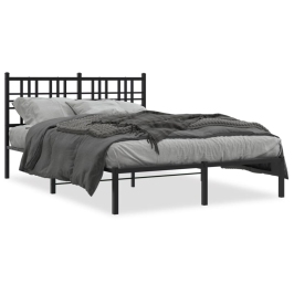 Estructura cama sin colchón con cabecero metal negro 140x200 cm