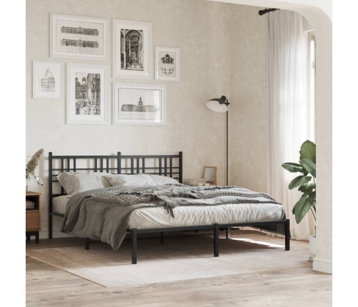Estructura cama sin colchón con cabecero metal negro 150x200 cm