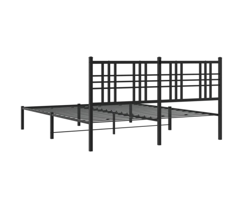 Estructura cama sin colchón con cabecero metal negro 150x200 cm