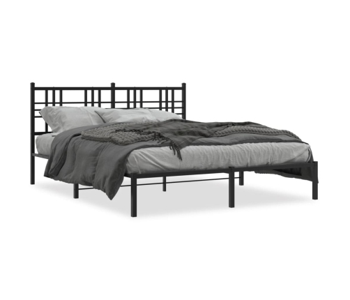 Estructura cama sin colchón con cabecero metal negro 150x200 cm