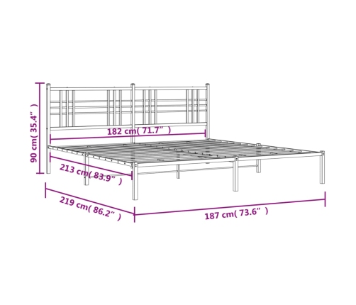 Estructura cama sin colchón con cabecero metal negro 183x213 cm