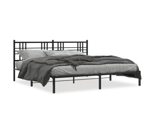 Estructura cama sin colchón con cabecero metal negro 183x213 cm