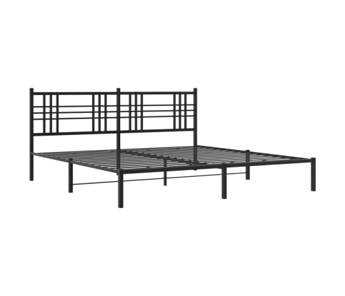 Estructura cama sin colchón con cabecero metal negro 193x203 cm