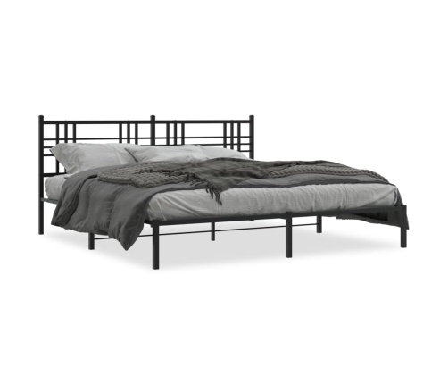 Estructura cama sin colchón con cabecero metal negro 193x203 cm