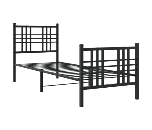 Estructura de cama con cabecero y estribo metal negro 75x190 cm