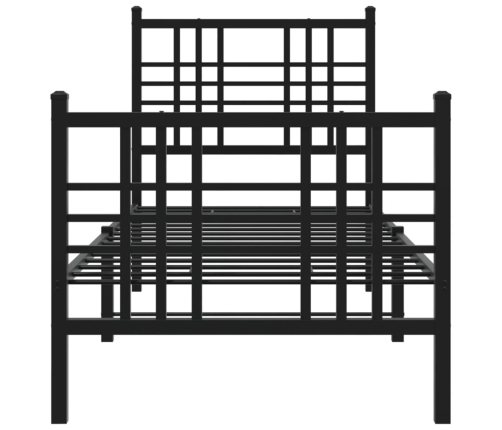 Estructura de cama con cabecero y estribo metal negro 75x190 cm