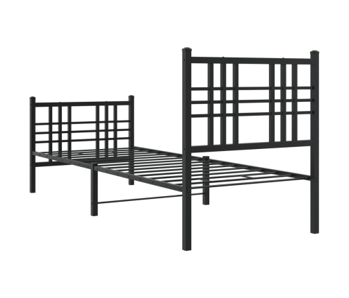 Estructura de cama con cabecero y estribo metal negro 75x190 cm