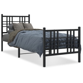 Estructura cama sin colchón con estribo metal negro 75x190 cm