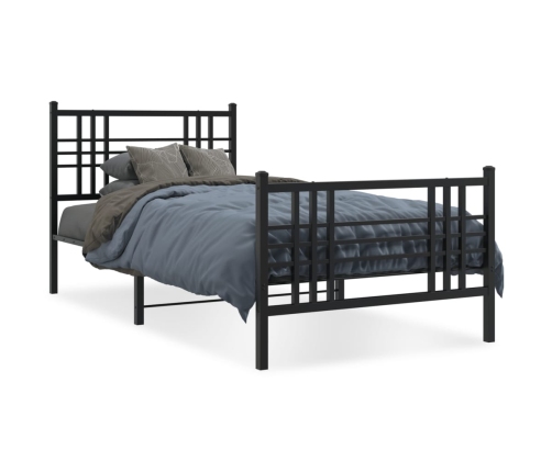 Estructura cama sin colchón con estribo metal negro 100x190 cm