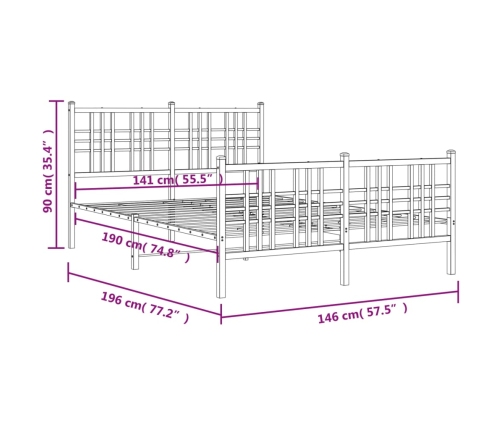 Estructura cama sin colchón con estribo metal negro 140x190 cm