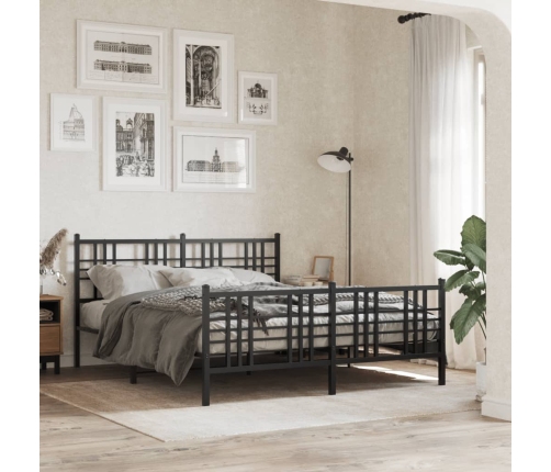 Estructura cama sin colchón con estribo metal negro 150x200 cm