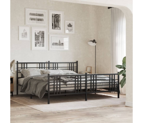 Estructura cama sin colchón con estribo metal negro 183x213 cm